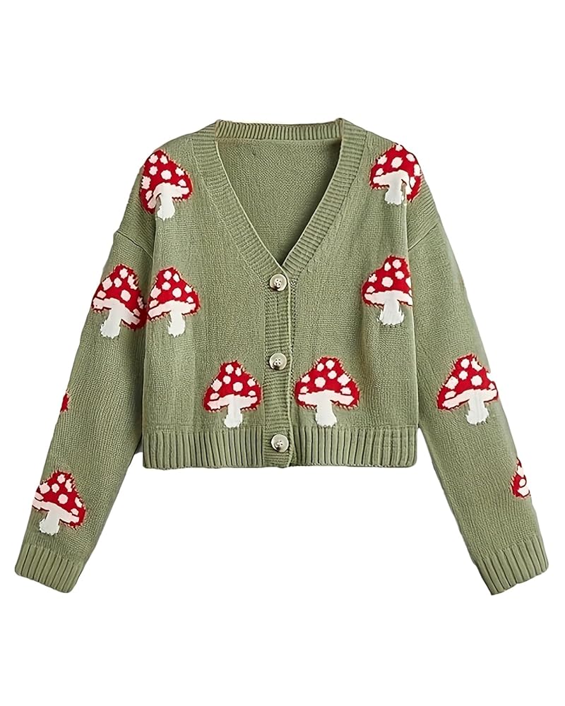 CORIRESHA Women's Casual V Neck Mushroom Jacquard Long
